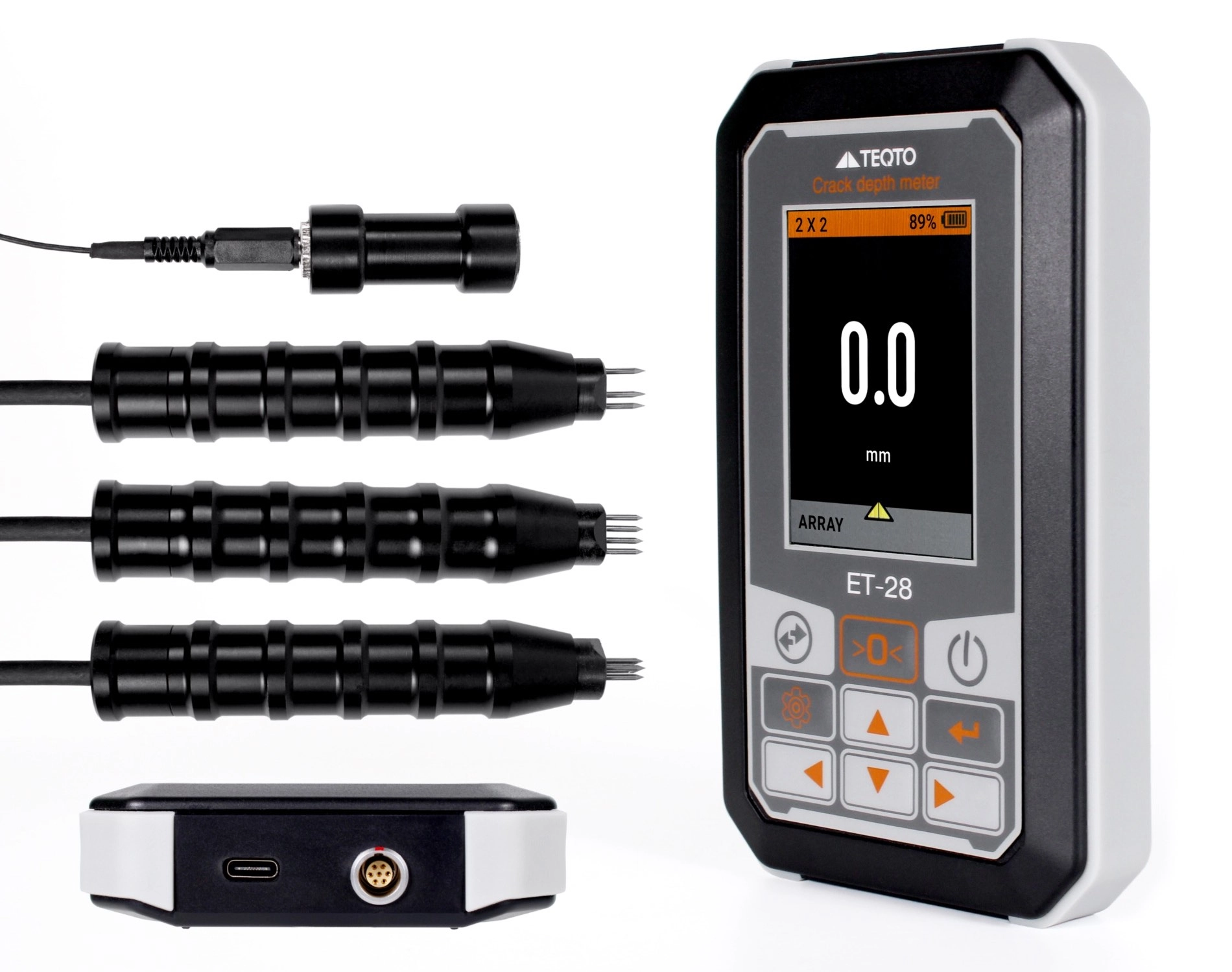 Testing sample with crack depth meter